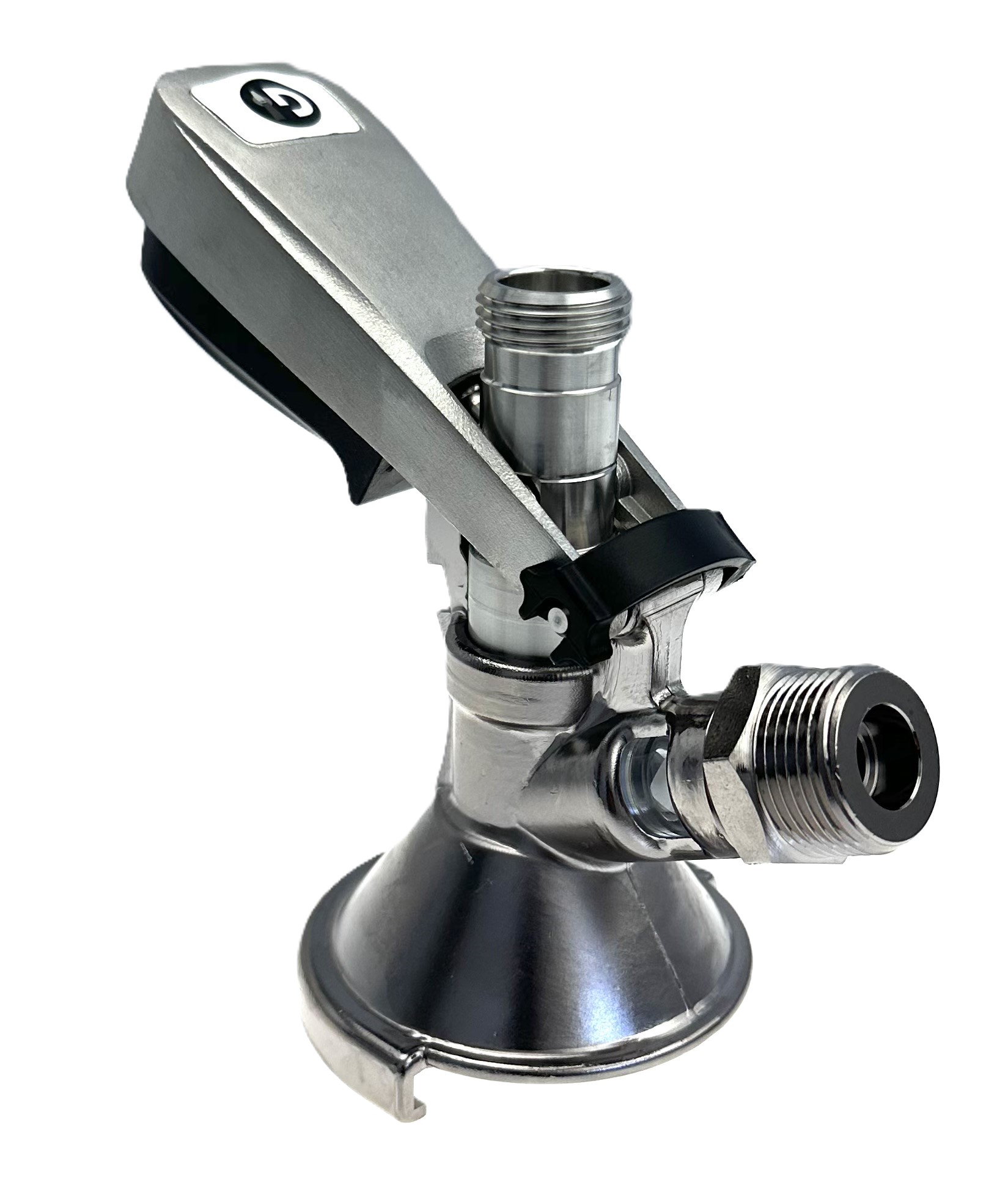 Flat keg dispense head