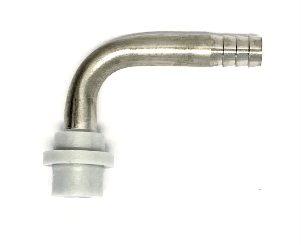 Beer hose nozzle 7 mm bent with stainless steel collar and lug