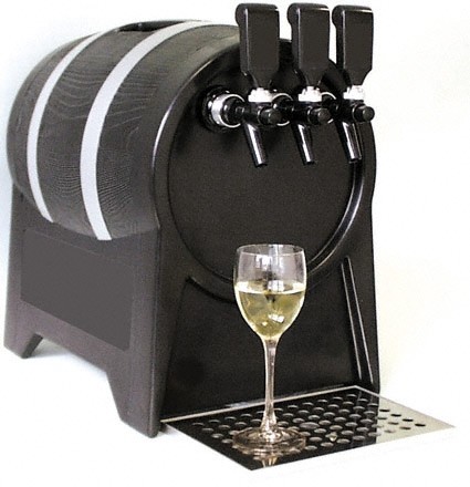 Wine cooler, wine flow cooler, wine barrel with 3 taps