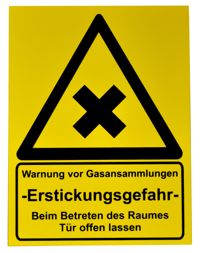 Sign "Warning of gas accumulation