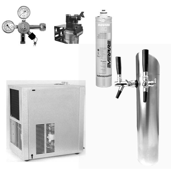 Sparkling water dispenser complete set 2 conductive undercounter