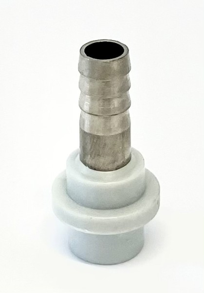 Beer hose nozzle 7 mm straight with collar and lug, stainless steel